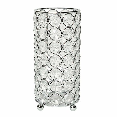 PERTENENCIAS 6.75 in. Elipse Crystal Decorative Flower Vase, Candle Holder, Wedding Centerpiece - Chrome PE2519815